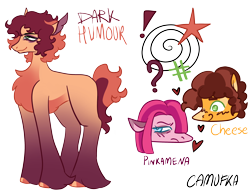 Size: 3260x2500 | Tagged: safe, artist:camufka, derpibooru import, cheese sandwich, pinkie pie, oc, oc:dark humour, earth pony, pony, cheesepie, concave belly, female, heart, male, offspring, parent:cheese sandwich, parent:pinkie pie, parents:cheesepie, pinkamena diane pie, shipping, simple background, stallion, straight, transparent background