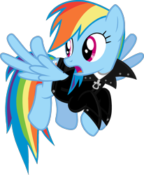 Size: 1600x1944 | Tagged: safe, artist:iamaveryrealperson, derpibooru import, edit, rainbow dash, pegasus, pony, g4, 2021, clothes, female, flying, jacket, leather, leather jacket, looking at someone, looking at something, looking back, mare, ms paint, open mouth, simple background, solo, spread wings, transparent background, vector, vector edit, wings