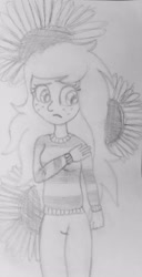 Size: 1552x3040 | Tagged: safe, artist:elidiotadelaesquina, derpibooru import, wallflower blush, equestria girls, g4, flower, solo, sunflower, traditional art