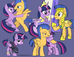 Size: 3300x2550 | Tagged: safe, artist:nightglowfan, derpibooru import, flash sentry, twilight sparkle, twilight sparkle (alicorn), alicorn, earth pony, pegasus, pony, unicorn, g4, the last problem, armor, dancing, female, flashlight, male, shipping, straight