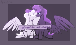 Size: 5000x3000 | Tagged: safe, artist:pegasusyay, derpibooru import, oc, oc:inspirit hope, oc:nighty sky, alicorn, pony, boop, female, holding, lesbian, love, not luna, shipping, sitting, size difference, winged-horned album