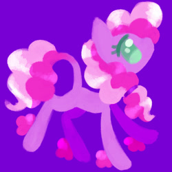 Size: 700x700 | Tagged: safe, artist:virtualcanine, derpibooru import, butter pop, earth pony, pony, g4, cute, female, leonine tail, mare, purple background, raised hoof, raised leg, simple background, tail