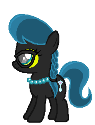 Size: 456x601 | Tagged: artist needed, safe, anonymous artist, derpibooru import, queen chrysalis, silver spoon, earth pony, pony, g4, female, filly, foal, glasses, jewelry, necklace, palette swap, pearl necklace, recolor, simple background, smiling, solo, ultimate chrysalis, white background