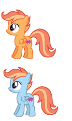 Size: 726x1218 | Tagged: artist needed, safe, anonymous artist, derpibooru import, scootaloo, windy whistles, pegasus, pony, g4, alternate hair color, female, filly, foal, palette swap, recolor, simple background, smiling, white background