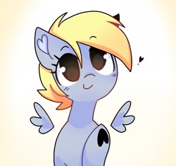 Size: 2143x2011 | Tagged: safe, artist:sillyp0ne, derpibooru import, derpy hooves, pegasus, pony, g4, cute, derpabetes, eyebrows, eyebrows visible through hair, female, heart, high res, looking at you, mare, smiling, smiling at you, solo