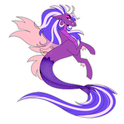 Size: 2048x2048 | Tagged: safe, artist:dejji_vuu, derpibooru import, oc, oc only, oc:grape, siren, ears back, eyeshadow, female, grin, leg fins, magenta eyes, makeup, simple background, sirenified, smiling, solo, species swap, transparent background, transparent wings, wings