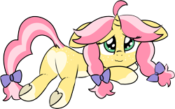 Size: 1695x1051 | Tagged: safe, artist:craftycirclepony, derpibooru import, oc, oc only, oc:crafty circles, pony, unicorn, bow, butt, butt freckles, coat markings, cute, dock, ears, female, filly, floppy ears, foal, freckles, hair bow, heart butt, looking at you, lying down, plot, prone, simple background, smiling, socks (coat marking), solo, tail, transparent background, underhoof, wavy mouth