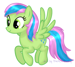 Size: 800x714 | Tagged: safe, artist:pastel-pocky, derpibooru import, pegasus, pony, g4, female, flying, lucky dreams, mare, simple background, solo, spread wings, transparent background, wings