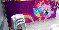 Size: 3840x1986 | Tagged: safe, derpibooru import, pinkie pie, g4, chair, irl, photo