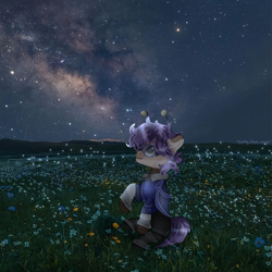 Size: 3000x3000 | Tagged: safe, artist:aasuri-art, derpibooru import, oc, oc only, pony, bat pony wings, bat wings, clothed ponies, clothes, glasses, glowing, glowing mane, goggles, grass, grass field, high res, male, male oc, pony town, pony town oc, real life background, safety goggles, sitting, solo, stallion, stars, wings