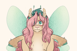 Size: 2300x1526 | Tagged: safe, artist:super-lemon-sama, derpibooru import, fluttershy, flutter pony, pony, g4, cute, eyebrows, eyebrows visible through hair, female, hair over one eye, incoming hug, looking at you, mare, shyabetes, simple background, smiling, smiling at you, solo, species swap, unshorn fetlocks, white background