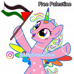 Size: 1920x1920 | Tagged: safe, artist:mlpsnowglow118, derpibooru import, oc, pony, base, flag, instagram, palestine, simple background, solo, text, white background