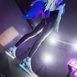 Size: 2160x2160 | Tagged: safe, artist:shadowboltsfm, derpibooru import, oc, oc:inkwell stylus, anthro, plantigrade anthro, 3d, blender, clothes, feet, female, high res, leggings, low angle, not sfm, sandals, solo