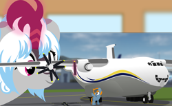 Size: 7485x4624 | Tagged: safe, artist:ponyrailartist, derpibooru import, oc, oc only, oc:skittle, oc:windshear, kirin, pegasus, pony, an 22, antonov, kirin oc, micro, plane, scale model, tiny, tiny ponies, vehicle