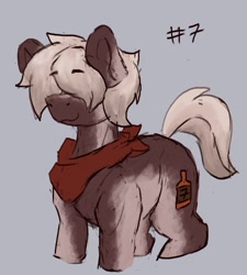 Size: 599x667 | Tagged: safe, artist:reddthebat, derpibooru import, oc, oc:number seven, earth pony, pony, bandana, coat markings, eyebrows, eyebrows visible through hair, gray background, hair over eyes, male, simple background, solo, stallion