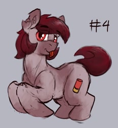 Size: 615x662 | Tagged: safe, artist:reddthebat, derpibooru import, oc, oc only, oc:number four, earth pony, pony, female, gray background, mare, simple background, solo, tongue, tongue out, torn ear