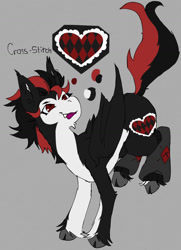 Size: 1138x1569 | Tagged: safe, derpibooru import, oc, oc:cross-stitch, bat pony, pegasus, black mane, ear piercing, goth, intersex, male, monochrome, piercing, red eyes, reference sheet, transgender, unshorn fetlocks