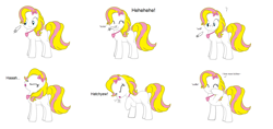 Size: 1674x788 | Tagged: safe, artist:sarahgirl1998, derpibooru import, oc, oc only, pony creator, bow, comic, feather, female, hair bow, jewelry, mare, necklace, pre sneeze, simple background, sneezing, tail, tickling, two toned mane, two toned tail, white background