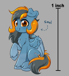 Size: 2618x2869 | Tagged: safe, artist:confetticakez, derpibooru import, oc, oc only, oc:skittle, pegasus, pony, gray background, micro, simple background, smol, solo, tiny, tiny ponies