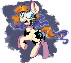 Size: 778x691 | Tagged: artist needed, source needed, safe, derpibooru import, oc, oc only, oc:copper moon, earth pony, pony, corrupted, cutie mark, scared, simple background, solo, transparent background