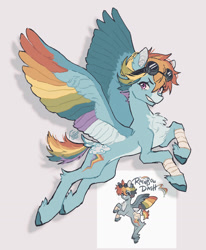 Size: 1098x1334 | Tagged: safe, artist:the_b0x_, derpibooru import, rainbow dash, pegasus, pony, g4, colored wings, colored wingtips, female, flying, mare, simple background, wings