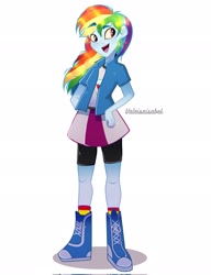 Size: 1575x2048 | Tagged: safe, artist:valeisaisabel1, derpibooru import, rainbow dash, human, equestria girls, g4, clothes, equestria girls outfit, simple background, solo, white background