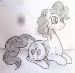 Size: 1911x1880 | Tagged: safe, artist:dhm, derpibooru import, pinkie pie, pony, g4, monochrome, sketch, solo, traditional art