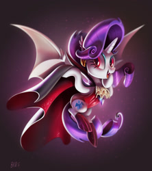 Size: 1920x2167 | Tagged: safe, artist:brdte, derpibooru import, rarity, bat pony, pony, g4, bat ponified, cape, clothes, female, halloween, holiday, leotard, mare, open mouth, open smile, race swap, raribat, smiling, solo, spread wings, wings