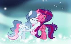 Size: 2974x1842 | Tagged: safe, artist:darbypop1, derpibooru import, oc, oc:alyssa rice, oc:melody everbelle, alicorn, pony, crying, female, hug, mare, tears of joy