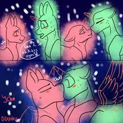 Size: 1280x1280 | Tagged: safe, artist:deadsmoke, derpibooru import, advertisement, any gender, any race, commission, first kiss, kissing, snow, snowfall, ych sketch, your character here