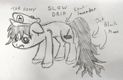 Size: 3884x2542 | Tagged: safe, artist:dhm, derpibooru import, oc, oc:slow drip, pony, monochrome, secret santa, sketch, solo, traditional art