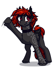 Size: 3000x4000 | Tagged: safe, artist:toanderic, derpibooru import, oc, oc only, oc:julia_sunlight, pegasus, 2024 community collab, collar, derpibooru community collaboration, female, looking at you, looking away, mare, motion blur, motion lines, pegasus oc, red eyes, red mane, red tail, simple background, smiling, solo, tail, tattoo, transparent background, waving, waving at you