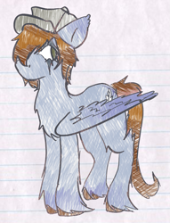 Size: 915x1198 | Tagged: safe, artist:clandestine, derpibooru import, pegasus, pony, hat, looking sideways, makeup, male, newsboy hat, panic! at the disco, ponified, ryan ross, solo, species swap, stallion, wings
