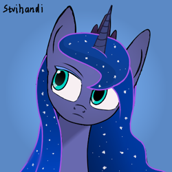 Size: 400x400 | Tagged: safe, artist:stvihandi, derpibooru import, princess luna, alicorn, pony, ethereal mane, female, mare, solo, starry mane