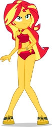 Size: 1882x4573 | Tagged: safe, alternate version, artist:dustinwatsongkx, color edit, derpibooru import, edit, sunset shimmer, human, better together, equestria girls, g4, bare shoulders, bikini, bikini bottom, clothes, colored, feet, female, red bikini, red swimsuit, sandals, simple background, sleeveless, solo, sunset shimmer swimsuit, sunset shimmer's beach shorts swimsuit, swimsuit, transparent background, vector