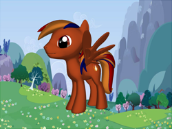 Size: 1200x900 | Tagged: safe, derpibooru import, oc, oc only, oc:flame the fire horse, pegasus, 3d, 3d model, 3d pony creator, flower, original character do not steal, scenery