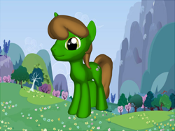 Size: 1200x900 | Tagged: safe, derpibooru import, oc, oc only, oc:lucky double dice, unicorn, 3d, 3d model, 3d pony creator, flower, original character do not steal, scenery, solo