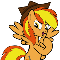 Size: 546x546 | Tagged: safe, artist:noi kincade, derpibooru import, oc, oc only, oc:firey ratchet, pegasus, pony, g4, fedora, hat, male, raised hoof, raised leg, simple background, solo, transparent background