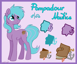 Size: 1800x1484 | Tagged: safe, artist:lambydwight, derpibooru import, oc, oc:pompadour nautice, earth pony, reference sheet, solo