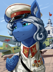 Size: 1560x2100 | Tagged: safe, artist:kelkessel, derpibooru import, oc, oc:nestor lunin, pegasus, pony, equestria at war mod, bust, clothes, eaw redux, male, military uniform, portrait, solo, uniform