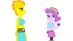 Size: 1920x1080 | Tagged: safe, artist:malychandropout, derpibooru import, princess flurry heart, spitfire, equestria girls, g4, equestria girls-ified, simple background, white background