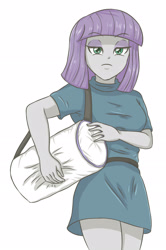 Size: 1837x2761 | Tagged: safe, artist:sumin6301, derpibooru import, maud pie, human, equestria girls, g4, bag, bangs, clothes, eyeshadow, female, legs, makeup, simple background, sweater, turtleneck, white background