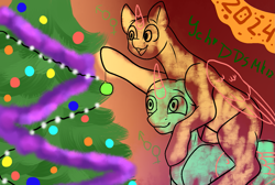 Size: 1441x970 | Tagged: safe, artist:deadsmoke, derpibooru import, 2024, any gender, any race, auction, celebration, christmas, christmas tree, commission, happy, holiday, new year, tree, your character here