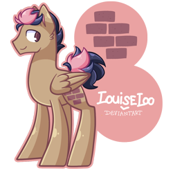 Size: 1000x1000 | Tagged: safe, artist:looji, derpibooru import, oc, oc only, oc:brick, pegasus, pony, cutie mark, ear fluff, ears, folded wings, male, pegasus oc, simple background, smiling, solo, stallion, stallion oc, text, transparent background, watermark, wings