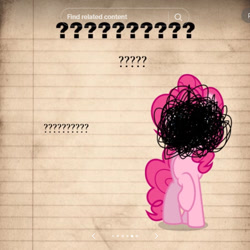 Size: 630x630 | Tagged: safe, artist:makikofox3535, derpibooru import, pinkie pie, earth pony, pony, female, question mark, solo