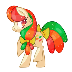 Size: 750x750 | Tagged: safe, artist:kaji-tanii, derpibooru import, oc, oc only, oc:gumdrop, earth pony, pony, bow, cheek fluff, earth pony oc, female, mare, simple background, solo, sparkly mane, sparkly tail, tail, tail bow, transparent background