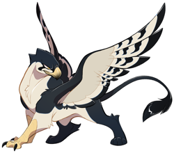 Size: 2439x2142 | Tagged: safe, artist:kez, derpibooru import, oc, oc only, oc:giza, griffon, egyptian, griffon oc, high res, looking to side, looking to the right, outline, simple background, solo, spread wings, transparent background, white outline, wings