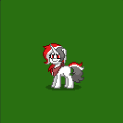 Size: 400x400 | Tagged: safe, derpibooru import, oc, oc only, oc:red rocket, pony, unicorn, clothes, female, green background, mare, pixel art, pony town, scarf, simple background, solo