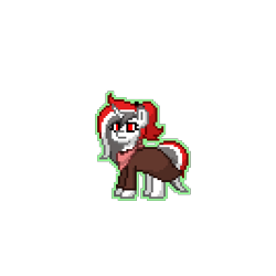 Size: 400x400 | Tagged: safe, derpibooru import, oc, oc only, oc:red rocket, unicorn, ashes town, cloak, clothes, multicolored hair, pixel art, scarf, simple background, solo, transparent background