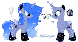 Size: 4277x2351 | Tagged: safe, artist:lighteespark, artist:moonlightshineyt123, derpibooru import, oc, oc only, oc:shadow crystal, alicorn, pony, g4, base used, female, mare, offspring, parent:king sombra, parent:princess luna, parents:lumbra, reference sheet, simple background, solo, transparent background